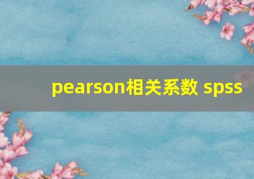 pearson相关系数 spss